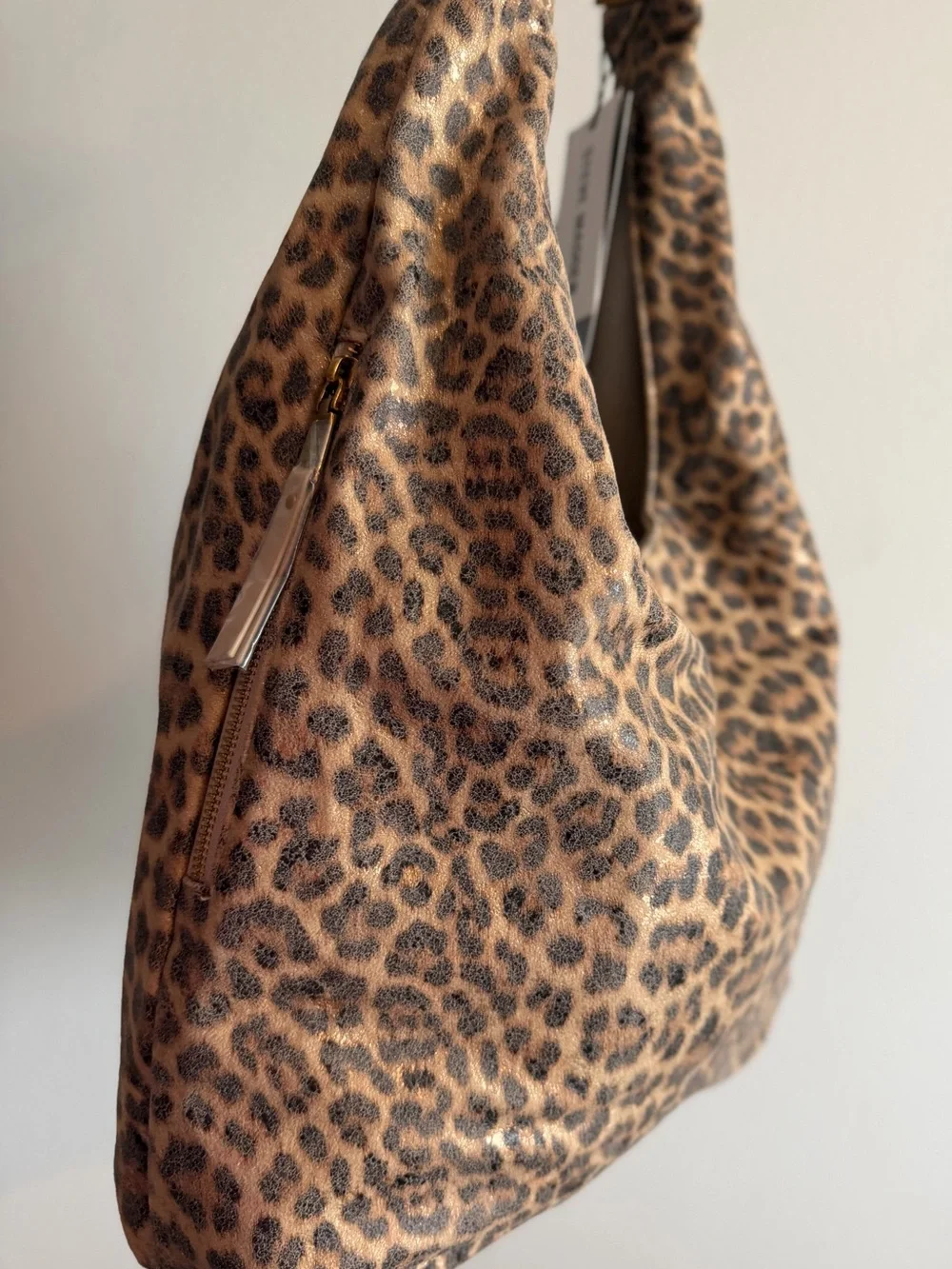 Steve Madden BDEMPSY Faux Suede Metallic Leopard Hobo slouchy